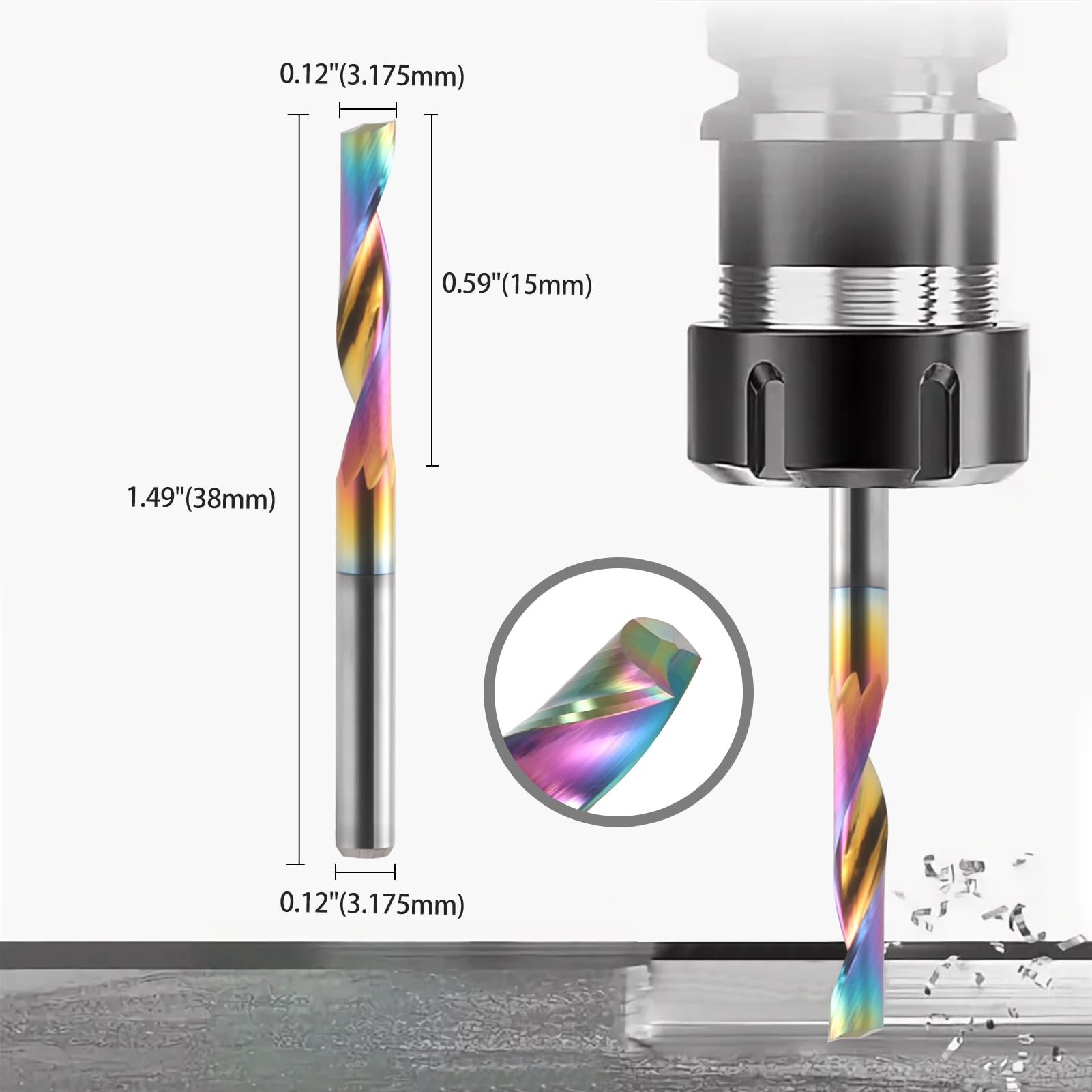 SOLID CARBIDE SINGLE FLUTE DLC COATING FOR CNC ALUMINUM CUTTING MACHINE - Image 3